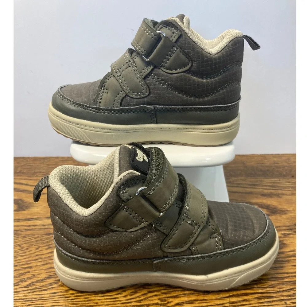OshKosh Bgosh Franki Mid Top Sneakers Olive Green Ripstop Hook Loop Kids Size 6M